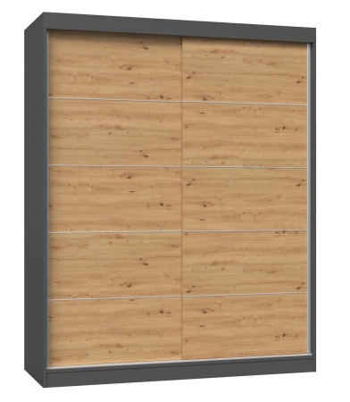 Szafa przesuwna ze szprosami, Iga, 160x61x200 cm, antracyt, dąb artisan, mat