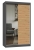 Szafa przesuwna z lustrem, Iga, 120x61x200 cm, antracyt, dąb artisan, mat