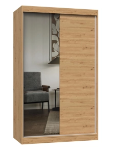Szafa przesuwna z lustrem, Iga, 120x61x200 cm, dąb artisan, mat