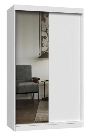 Szafa przesuwna z lustrem, Iga, 120x61x200 cm, biel, mat