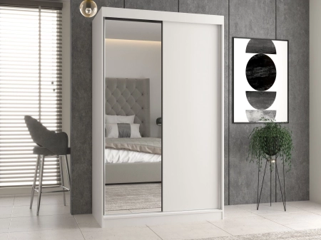 Szafa przesuwna z lustrem, Iga, 120x61x200 cm, biel, mat