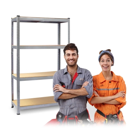 Regał magazynowy, metalowy, Plonos, 75x30x150 cm, srebrny ocynk