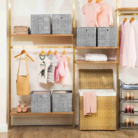 Zestaw pudełek, 6 sztuk, 30x30x30 cm, szary