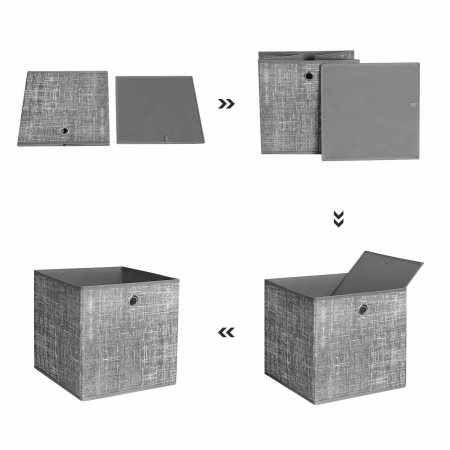 Zestaw pudełek, 6 sztuk, 30x30x30 cm, szary