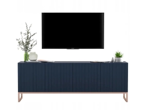 Komoda RTV, szafka stojąca, glamour, GRAVO, 150x37x53 cm, granatowy, mat