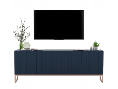 Komoda RTV, szafka stojąca, glamour, GRAVO, 150x37x53 cm, granatowy, mat