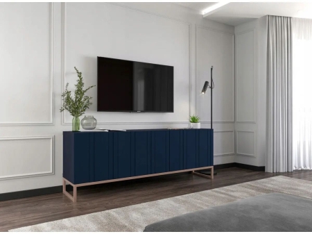 Komoda RTV, szafka stojąca, glamour, GRAVO, 150x37x53 cm, granatowy, mat