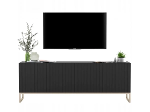 Komoda RTV, szafka stojąca, glamour, GRAVO, 150x37x53 cm, czarny, mat