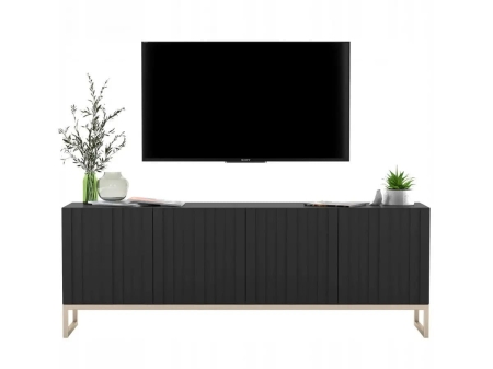 Komoda RTV, szafka stojąca, glamour, GRAVO, 150x37x53 cm, czarny, mat