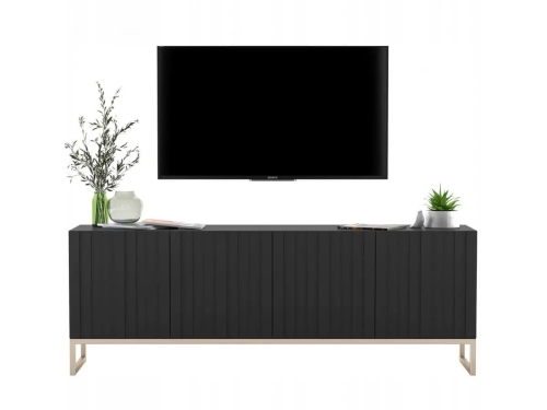 Przejdź do produktu Komoda RTV, szafka stojąca, glamour, GRAVO, 150x37x53 cm, czarny, mat