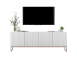Komoda RTV, szafka stojąca, glamour, GRAVO, 150x37x53 cm, biały, mat