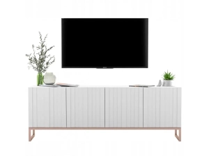 Komoda RTV, szafka stojąca, glamour, GRAVO, 150x37x53 cm, biały, mat