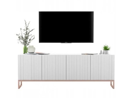 Komoda RTV, szafka stojąca, glamour, GRAVO, 150x37x53 cm, biały, mat