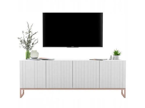 Przejdź do produktu Komoda RTV, szafka stojąca, glamour, GRAVO, 150x37x53 cm, biały, mat