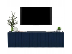 Komoda RTV, szafka wisząca, glamour, GRAVO, 150x37x39 cm, granatowy, mat