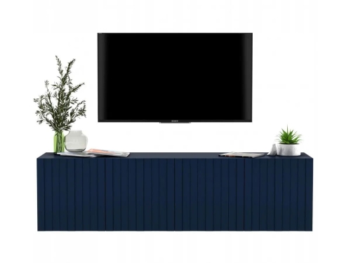 Przejdź do produktu Komoda RTV, szafka wisząca, glamour, GRAVO, 150x37x39 cm, granatowy, mat