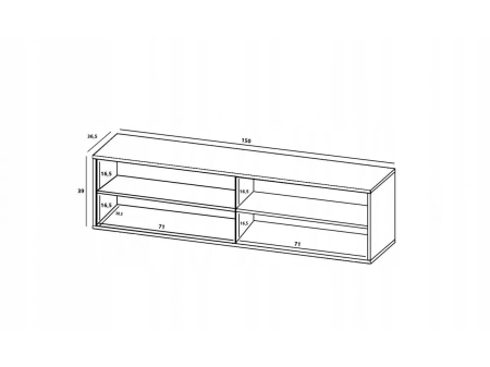 Komoda RTV, szafka wisząca, glamour, Elpis, 150x37x39 cm, granatowy, mat