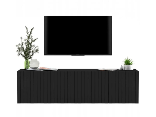 Przejdź do produktu Komoda RTV, szafka wisząca, glamour, GRAVO, 150x37x39 cm, czarny, mat