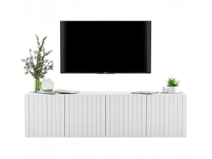 Komoda RTV, szafka wisząca, glamour, GRAVO, 150x37x39 cm, biały, mat