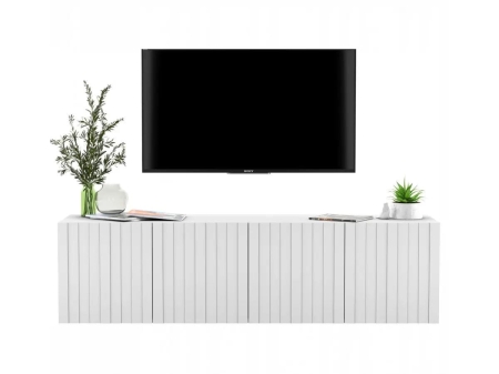 Komoda RTV, szafka wisząca, glamour, Elpis, 150x37x39 cm, biały, mat