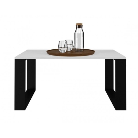 Stolik kawowy, ława, loft, Modern, 90x58x50 cm, biały, czarny, mat