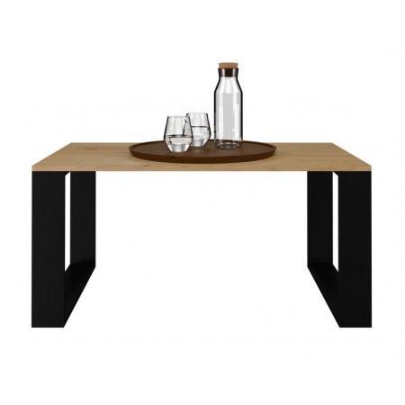 Stolik kawowy, ława, loft, Modern, 90x58x50 cm, dąb artisan, czarny, mat