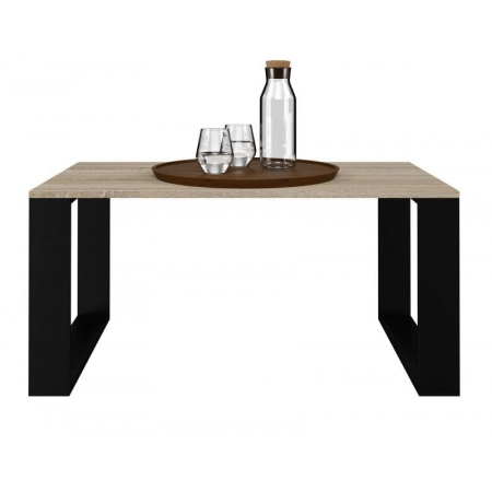 Stolik kawowy, ława, loft, Modern, 90x58x50 cm, dąb sonoma, czarny, mat