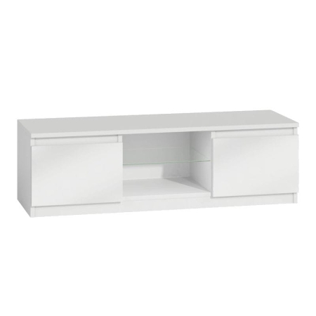 Stolik, szafka RTV, Karo, 120x40x36 cm, biały, połysk