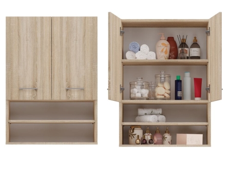 Szafka łazienkowa nad pralkę, Pola mini, 64x30x90 cm, dąb sonoma, mat