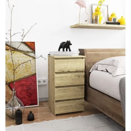 Szafka do sypialni, STILO, 4 szuflady, 40x35x74 cm, dąb artisan, mat
