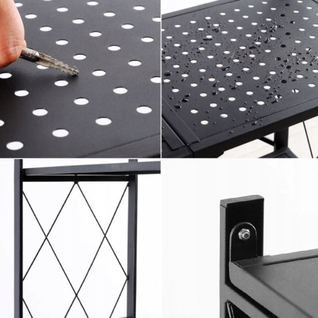 Regał magazynowy, kuchenny, składany, FS005, 72x34x163 cm, czarny, mat