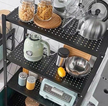 Regał magazynowy, kuchenny, składany, FS005, 72x34x163 cm, czarny, mat