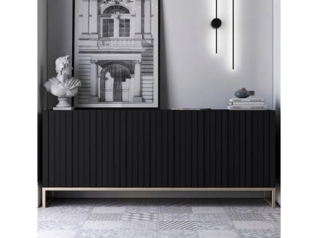 Komoda RTV, szafka stojąca, glamour, GRAVO, 168x37x72 cm, czarny, mat