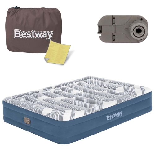 Przejdź do produktu Materac welurowy, łóżko, 203x152x36 cm, Bestway, niebieski