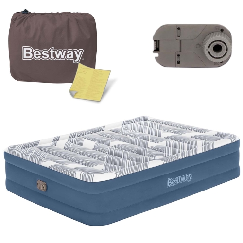 Przejdź do produktu Materac welurowy, łóżko, 203x152x46 cm, Bestway, niebieski