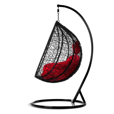 Fotel ogrodowy, wiszący, 202x105x105 cm, Hawana, czarny, czerwony