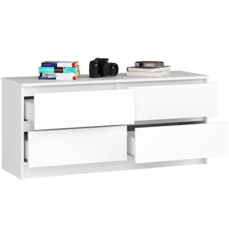 Komoda do sypialni, STILO, 120x40x55 cm, biel, mat