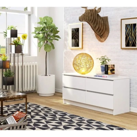 Komoda do sypialni, STILO, 120x40x55 cm, biel, mat