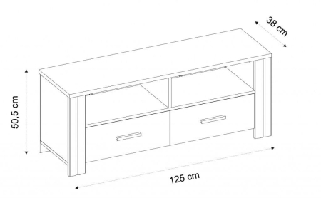 Szafka RTV, stojąca, Vega, 125x38x51 cm, dąb artisan, biały, mat