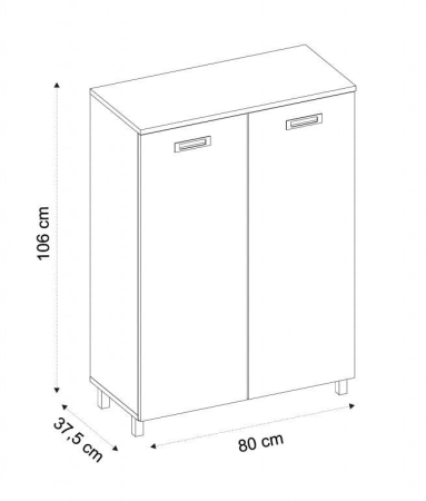 Komoda do biura, pokoju, Tim, 80x38x106 cm, ciemnoszary, mat