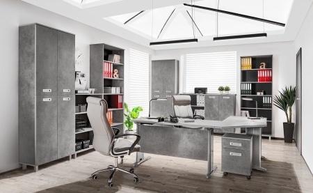 Komoda do biura, pokoju, Tim, 80x38x106 cm, jasnoszary, mat