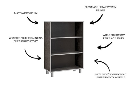 Niski regał, Tim, 80x38x116 cm, ciemnoszary, mat