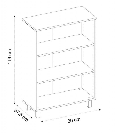 Niski regał, Tim, 80x38x116 cm, jasnoszary, mat