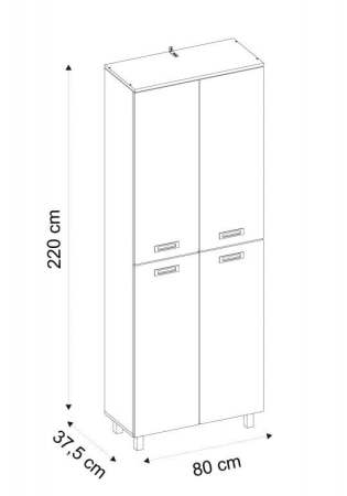 Duża szafa do biura, pokoju, Tim, 80x38x220 cm, ciemnoszary, mat
