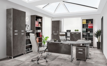 Duża szafa do biura, pokoju, Tim, 80x38x220 cm, ciemnoszary, mat