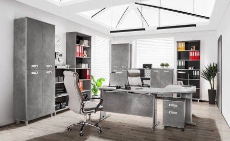 Duża szafa do biura, pokoju, Tim, 80x38x220 cm, jasnoszary, mat