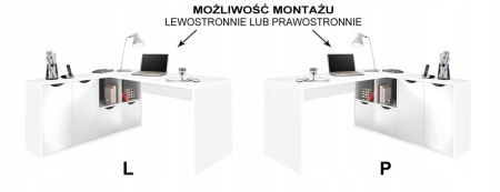 Biurko narożne, ARTEO, 160x67x77 cm, biały, mat