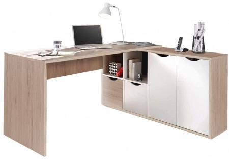 Biurko narożne, ARTEO, 160x67x77 cm, biały, san remo, mat