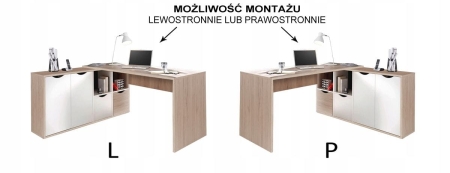 Biurko narożne, ARTEO, 160x67x77 cm, biały, san remo, mat