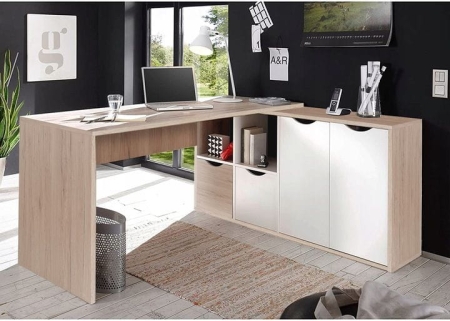 Biurko narożne, ARTEO, 160x67x77 cm, biały, san remo, mat